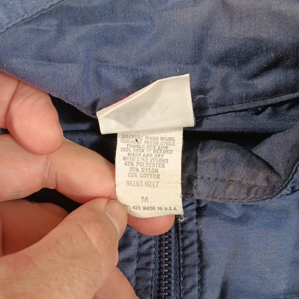 Vintage 80s Levi's Jacket Mens Medium Blue Windbreaker Full Zip Security